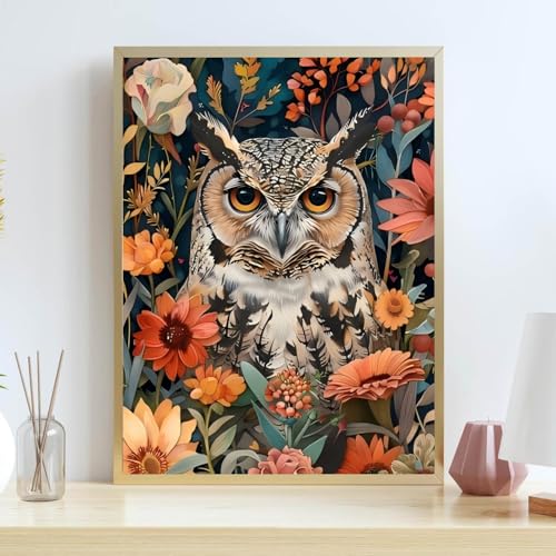 Owl Stamped Cross Stitch Kits for Adults Beginner, Flowers Counted Cross Stitch Kits Printed Stitching Cute Patterns Dimensions Needlepoint Art Crafts Embroidery Kits for Adults - color: Cross Stitch-1215-5