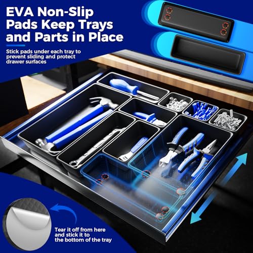 16 PCS Extra Small Parts Organizer Trays for Nuts, Bolts, Screws, Washers and Electrical Connectors, Desk Drawer Organzier Bins for Toolbox, Hardware Cabinet and Workbench (XS_16pcs_Black) - color: XS_16PCS_Black
