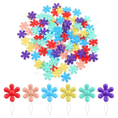 100 PCS Flower Shaped Needle Threaders for Sewing, Multicolor Embroidery Threader, Flower Head Needle Threader for Cross Stitch Sewing Quilting Embroidery Craft