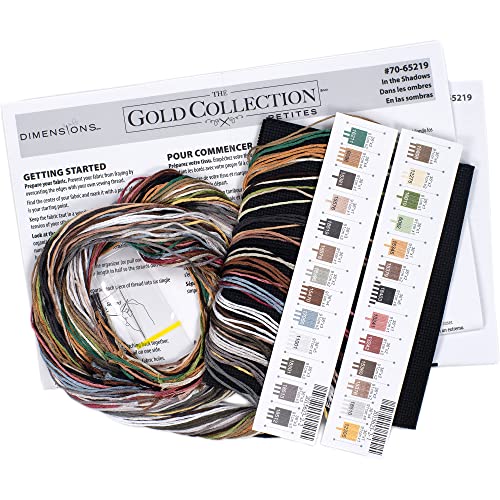 Dimensions 70-65219 Gold Collection in The Shadows Advanced Animal Counted Cross Stitch Kit, 18 Cnt. Black Aida, 5" x 7"