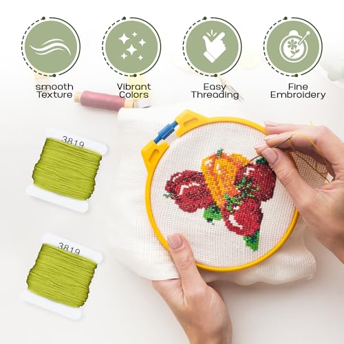 Embroidery Floss Kit and Refills - Cotton Threads - DMC Color Coding for Cross Stitch, String Crafts, Friendship Bracelets - color: 3819 Light Chartreuse