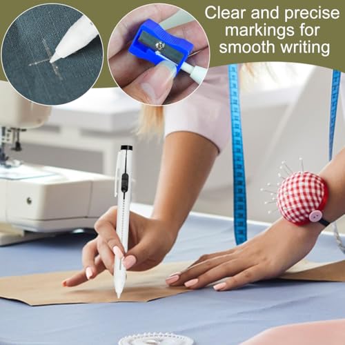 Chalk Pencil Refillable Cartridge Set Sewing Chalk Pen Heat Erasable Fabric Markers for Quilting Sewing Marking Fabric Patterns