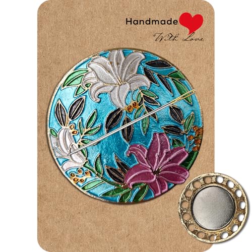 Needle Minder Magnet, Magnetic Needle Minder, Needle Minders Magnetic Cross Stitch Accessories, Magnetic Needle Holder, Life Tree, Butterfly, Cats, Owl, Heart (Lily) - size: Lily