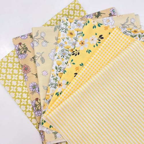 Cotton Fabric DIY Making Supplies Quilting Patchwork Fabric Fat Quarter Bundles DIY for Quilting Cotton Patchwork Cushions (20 x 20 inches, Flower Geometry Yellow) - size: 20 x 20 inches