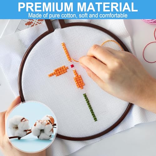 Cross Stitch Fabric 14 Count Aida Cloth 28 x 19 Inch Large Size Classic Reserve Cross Stitch Supplies Embroidery Fabric for Home DIY Craft Decoration Handmade, White - color: White, size: 14 CT 28 x 19In
