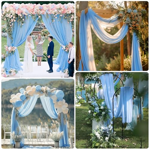 Wedding Arch Draping Fabric 1 Panel Dusty Blue Sheer Backdrop Drapes - color: Dusty Blue, size: 1 Panel