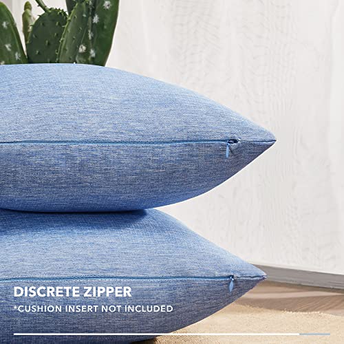 Deconovo Faux Linen Throw Pillow Covers for Sofa and Couch, Hidden Zipper - color: Linen Dark Blue, size: 18" x 18" (Pack of 4)
