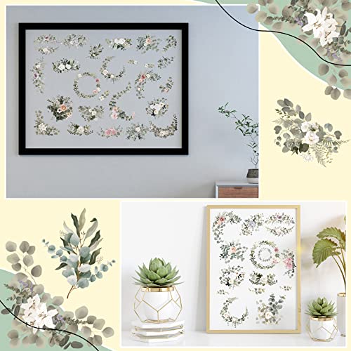 10 Sheets Botanical Flower Rub on Transfers for Craft 6 x 12 Inches