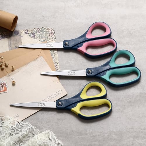 LIVINGO Titanium Scissors All Purpose - 3 Pack 8.5" Sharp Shears for Office