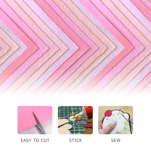 30Pcs Stiff Felt Sheets, 1mm Thick Felt Fabric Squares for Sewing & DIY - color: Pink Series