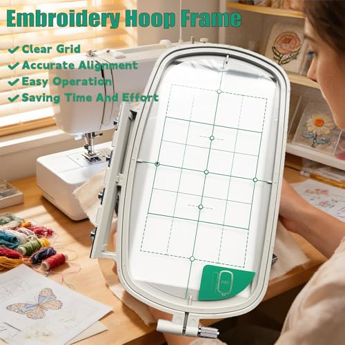 Tarjenle Embroidery Hoop Frame, Professional Stretch Frame for Brother Sewing Machine, Grid Hoop, for NV500/NV500D/NV900/NV950D/NV180/P-1000/PE-300S/PE-400D/EMS10/ZZ3-B140 (White, 3PCS) - size: 3PCS