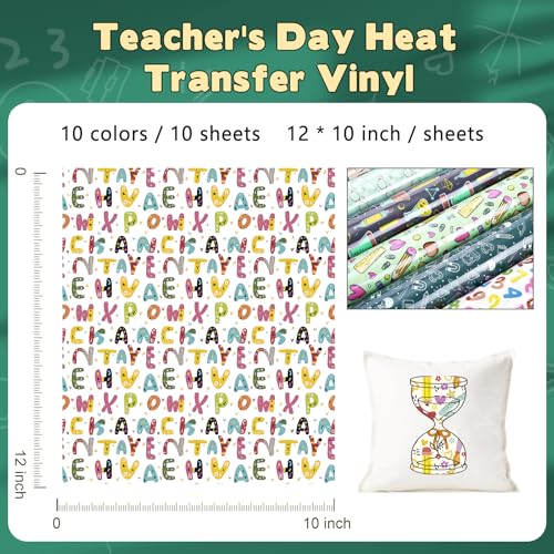 HTVSTD Teachers' Day HTV Heat Transfer Vinyl 10Sheets 12×10in Iron on Vinyl - color: Teacher