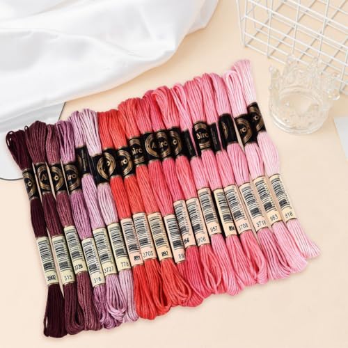 18 Skeins 157.5 Yards 6 Strands Pink Purple Bracelet String Threads Gradient Embroidery Floss Friendship Variegated Polyester Cross Stitch Thread Yarn Set for Jewelry Hand Sewing Knitting - color: Hot Pink Purple Color