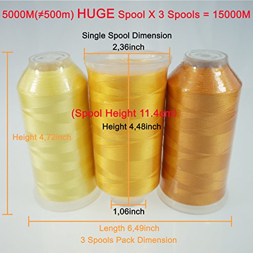 New brothread Huge Spools Embroidery Machine Thread -Different Yellows - color: 3xDIFFERENT YELLOWS