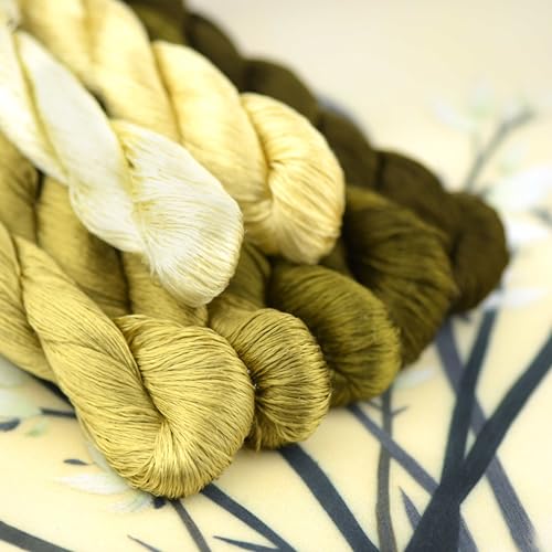 Natural 100% Silk Thread, Handmade Embroidery Thread Silk Floss 7 Colors 110m Each (18) - color: 18