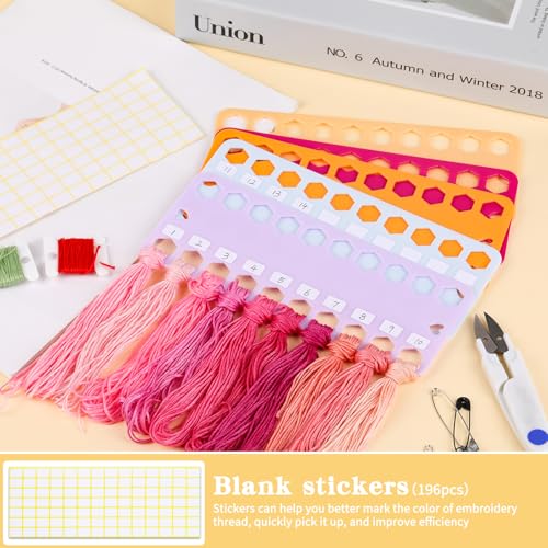 LOKUNN Embroidery Floss Organizer, 5 Color Plastic Floss Bobbin - color: colorful