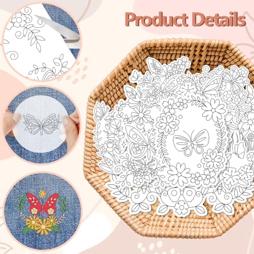Peacoblue Butterfly, Flower Stick and Stitch Embroidery Patterns - color: Butterfly with Flowers