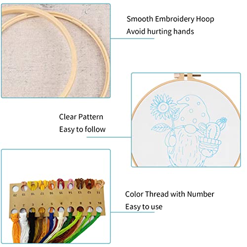 Nuberlic Embroidery Kit for Beginners Adults with Gnome Pattern - color: Kit 1