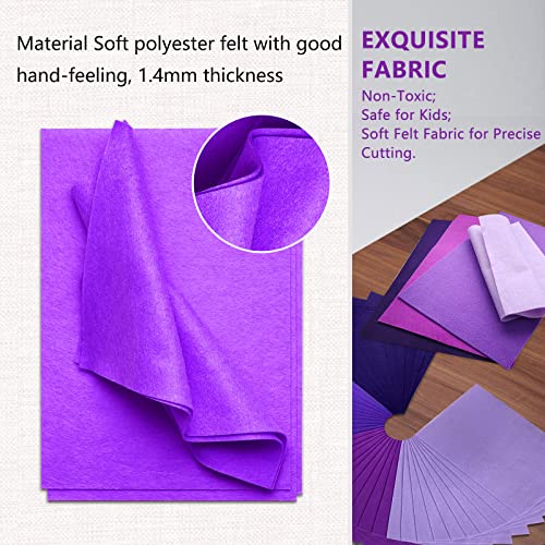 Jtnohx Soft Felt Sheets Felt Fabric for Crafts 4 Colors 40Pcs Purple Series - color: Purple Series