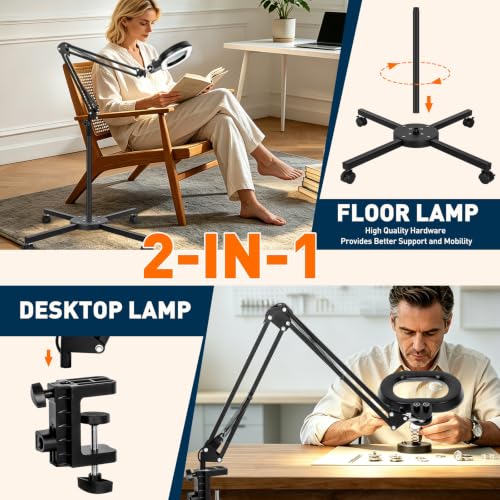 2200 Lumens 12X 30X Esthetician Magnifying Lamp, 3-Axis Magnifier - color: Black, size: 12X 30X