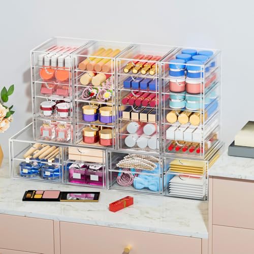 caktraie 22-Drawer Acrylic Storage & Makeup Organizer for Desk - size: 22 Drawers