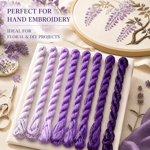 Natural 100% Silk Thread, Handmade Embroidery Thread Silk Floss 8 Colors 110m Each (95) - color: 95