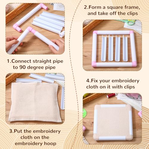 Janinka 3 Pcs Embroidery Hoop Cross Stitch Frames and Hoops, Light Purple - color: Light Purple