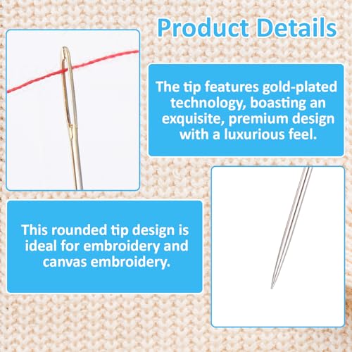 30Pcs Cross Stitch Needles Tapestry Needles 22 & 24 & 26 Large-Eye for Hand Sewing Gauge Blunt Tip Blunt Needle for Cross Stitch and More