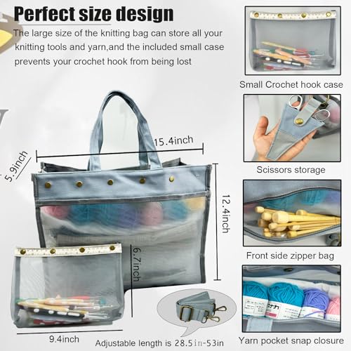 Knitting Bag Large Yarn Storage Organizer,Crochet Bags and Totes(Grey) - color: Grey