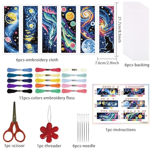 ORIGACH 6 Pack Universe Starry Night Cross Stitch Kit - style: Universe Starry Night