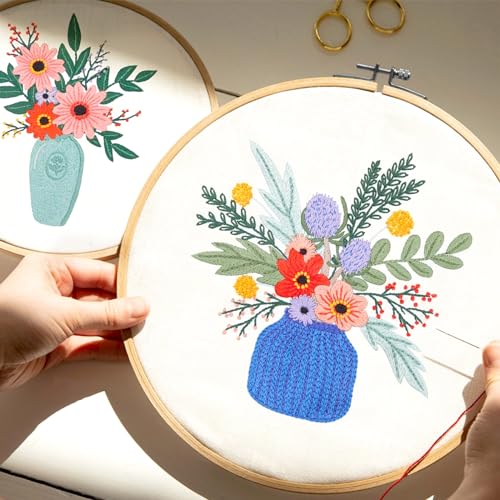 SNAIL GARDEN Round & Oval Bamboo Embroidery Hoop Set - with Screwdriver , 8 Sizes Embroidery Frame (3"-10") , Cross Stitch Hoops for Hand Embroidery, Craft Sewing & DIY Art Projects