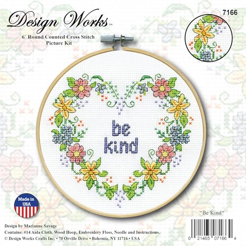Be Kind Counted Cross Stitch Kit with Hoop