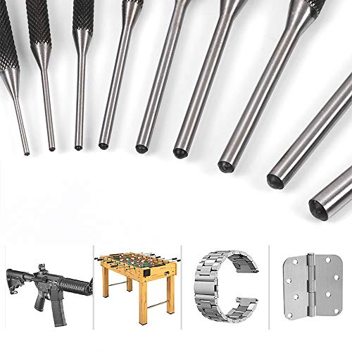 Roll Pin Punch Set with Storage Pouch, 9 Piece Steel Removal Tool Kit for Jewelry