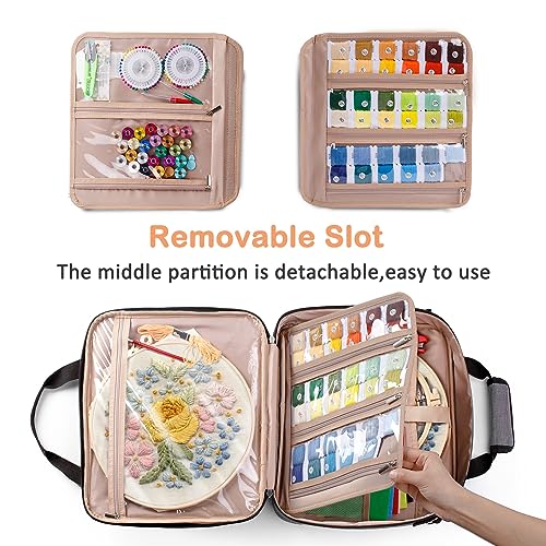 Large Embroidery Bag, Cross Stitch Organizer & Needlepoint Project Bag - color: Grey