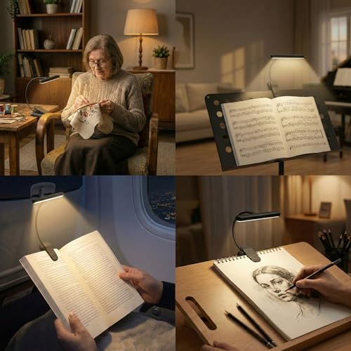 Rechargeable Book Light for Reading in Bed 25 LED Eye Caring | 15 Level Stepless Dimming, Extended 90Hrs Runtime, Lightweight Clip on Light, Gifts for Book Lovers, Black - color: M1-Clip Light-Black