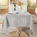 Waterproof Outdoor Square Windowpane Tablecloth, Gray, 55 x 55 Inch - color: 03-dusk Gray Windowpane, size: 55" x 55" (Square)