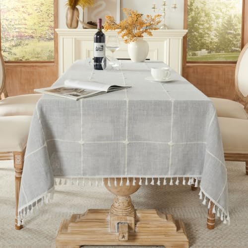 Waterproof Outdoor Rectangular Windowpane Tablecloth, Gray, 55 x 70 Inch - color: 03-dusk Gray Windowpane, size: 70" x 55" (Rectangular)