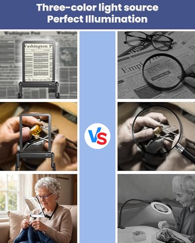 3X Neck Magnifying Glass with Light, Hands Free Magnifier with Light