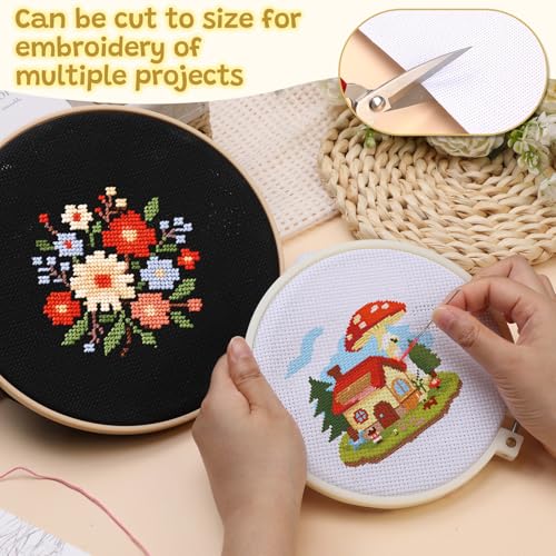 59 * 39 Inch White Cross Stitch Fabric, 14 Count Embroidery Fabrics - color: White