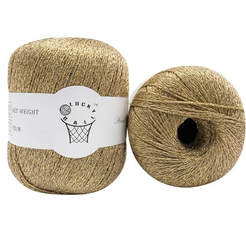 80g Sparkle Silver Lurex Thread Shining Yarn, Metallic Crochet Thread Yarn for Crocheting, Sparkle Metallic for Knitting Clothes, Car Charm, Keychain Charm(Gold) - color: Gold