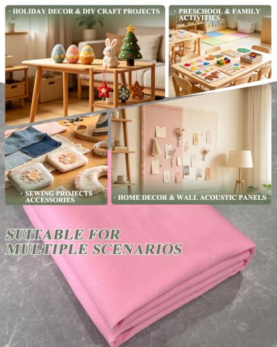 Baby Pink Felt Fabric 36" X 36"(1 Square Yard) 1.6mm Thick Soft Felt Sheet - color: Baby Pink