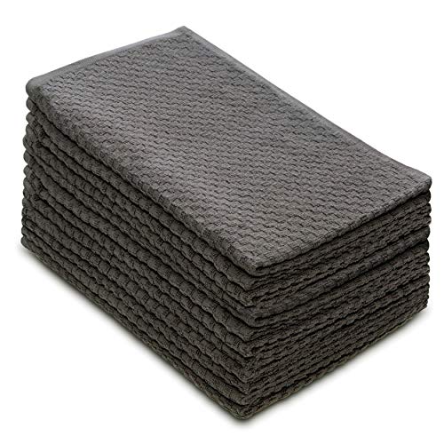 COTTON CRAFT Amazing Kitchen Towel - 12 Pack 100% Cotton Waffle Terry Towel - color: Charcoal, size: 12 Pack