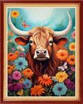 Funchey Stamped Cross Stitch Kits, DIY Cross Stitch Pattern for Adults Beginners Needlepoint Kits Embroidery Kit Arts and Crafts 11CT&Colorful Flower Cow 16x20 inchs - color: HandicraftColor15