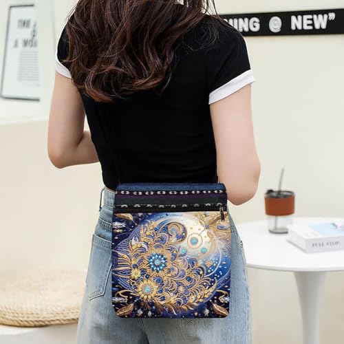 LSQFS 5D Diamond Painting Shoulder Bag, DIY Diamond Art Kits for Adults with Adjustable Strap & Zipper, Artistic Handbag for Women, Perfect for Shopping & Daily Use - color: Blue