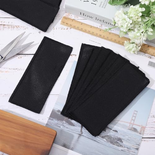 GLOBLELAND 18Pcs 14 Count Rectangle Black Blank Cross Stitch Bookmark 7.44x3.15inch Cotton Aida Cloth Bookmarks for DIY Cross Stitch Making