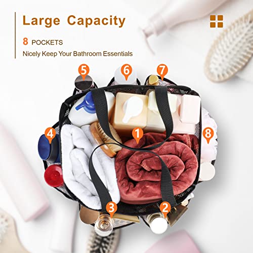 Mesh Shower Caddy Portable - 8 Pockets, S-Hook, Shower Bag for Dorm Camping - color: Leopard, size: L (Classic Dorm Caddy)