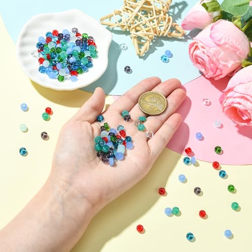 BEEFLYING 1.59oz (45g) Assorted Glass Seed Beads 6~6.5mm×3~4mm Mixed Flat Round Bulk Small Spacer Seed Beads for Jewelry Making Necklace Bracelet Earring DIY Craft Sewing Home Decor