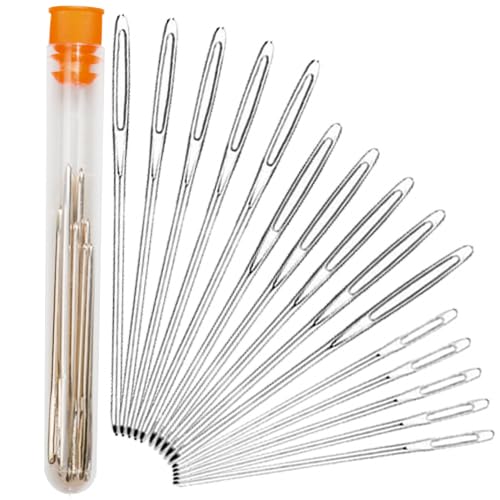 Hekisn Large-Eye Blunt Needles, Stainless Steel Yarn Knitting Needles, Sewing Needles, Crafting Knitting Weaving Stringing Needles,Perfect for Finishing Off Crochet Projects (15 Pieces) - size: 15 Pieces