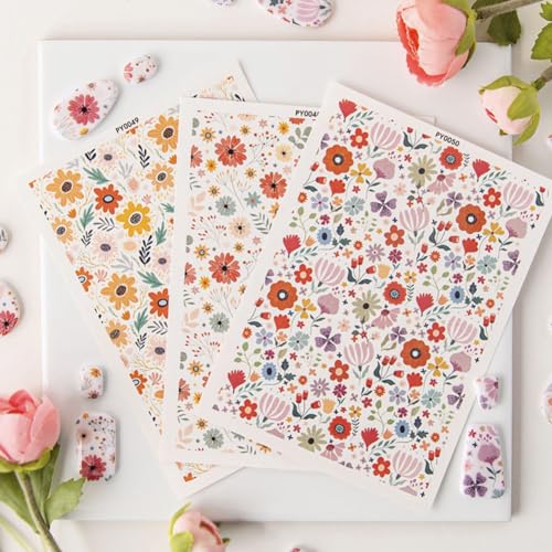 KABAKE Polymer Clay Transfer Paper 4 PCS Colorful Flowers Water Soluble Transfer Sheet for Earrings Jewelry Making - color: Flower