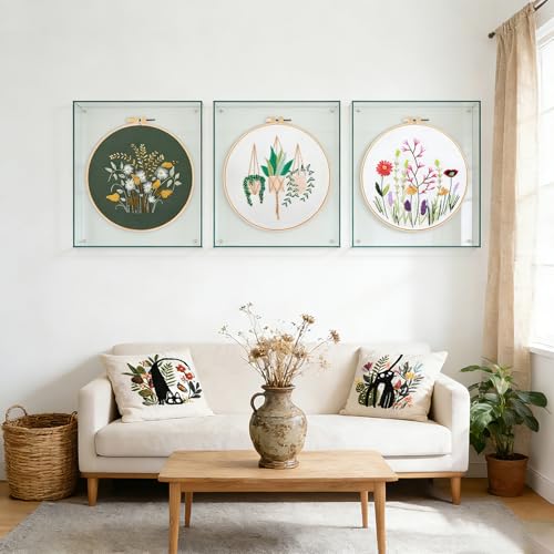 Offizon 3 Sets Embroidery Kit for Beginners Adult DIY Cross Stitches - color: Flower-D (3 Pack)